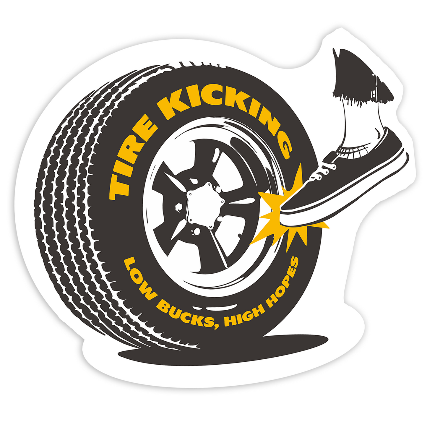 Tire Kicking Logo Sticker 5"