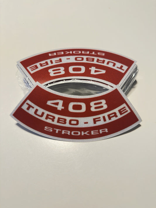 408 Stroker Air Cleaner Decal for Vintage 1960s Chevy Impala, Biscayne, Corvette, C10, Blazer, and More!