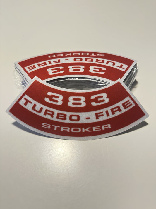 383 Stroker Air Cleaner Decal for Vintage 1960s Chevy Impala, Biscayne, Corvette, C10, Blazer, and More!